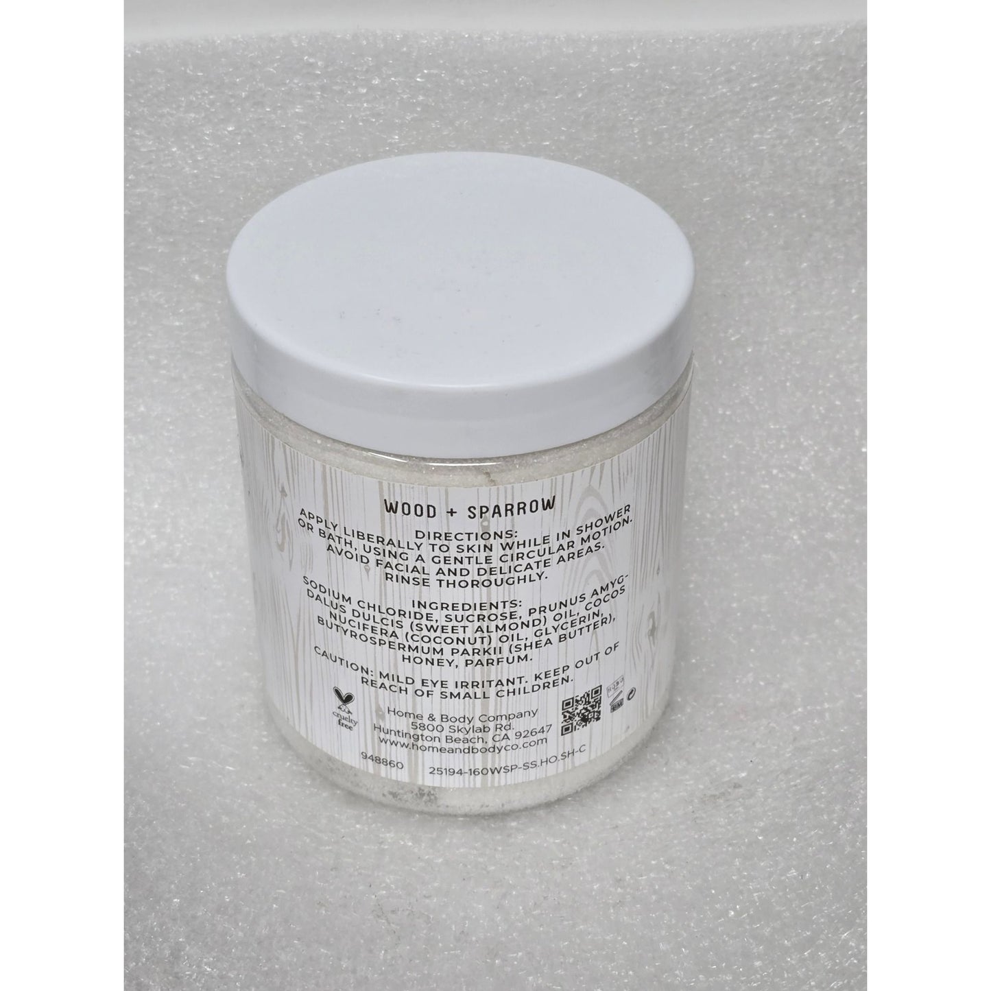 Wood & Sparrow Shea Butter Sugar Scrub Coconut Manuka Honey Blend 19 Oz