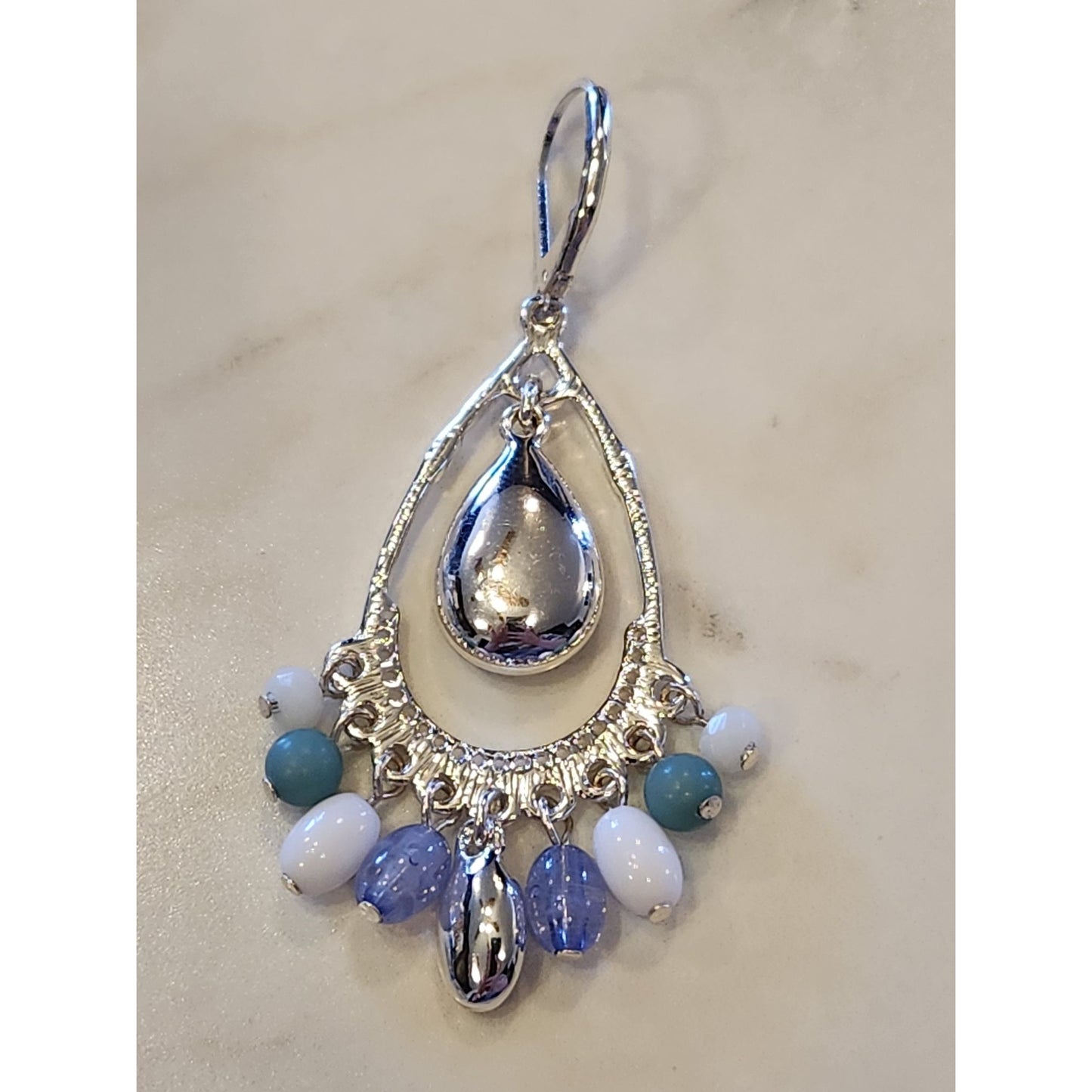Nine West Silver-Tone Teardrop Earrings With Beaded Accents & Faux Gemstones