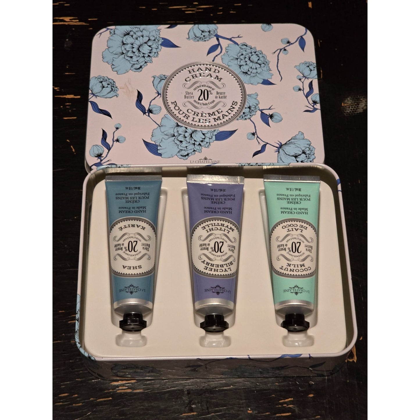 La Chatelaine Hand Cream Gift Set of 3 With Shea Butter Shea Coconut Milk Lychee