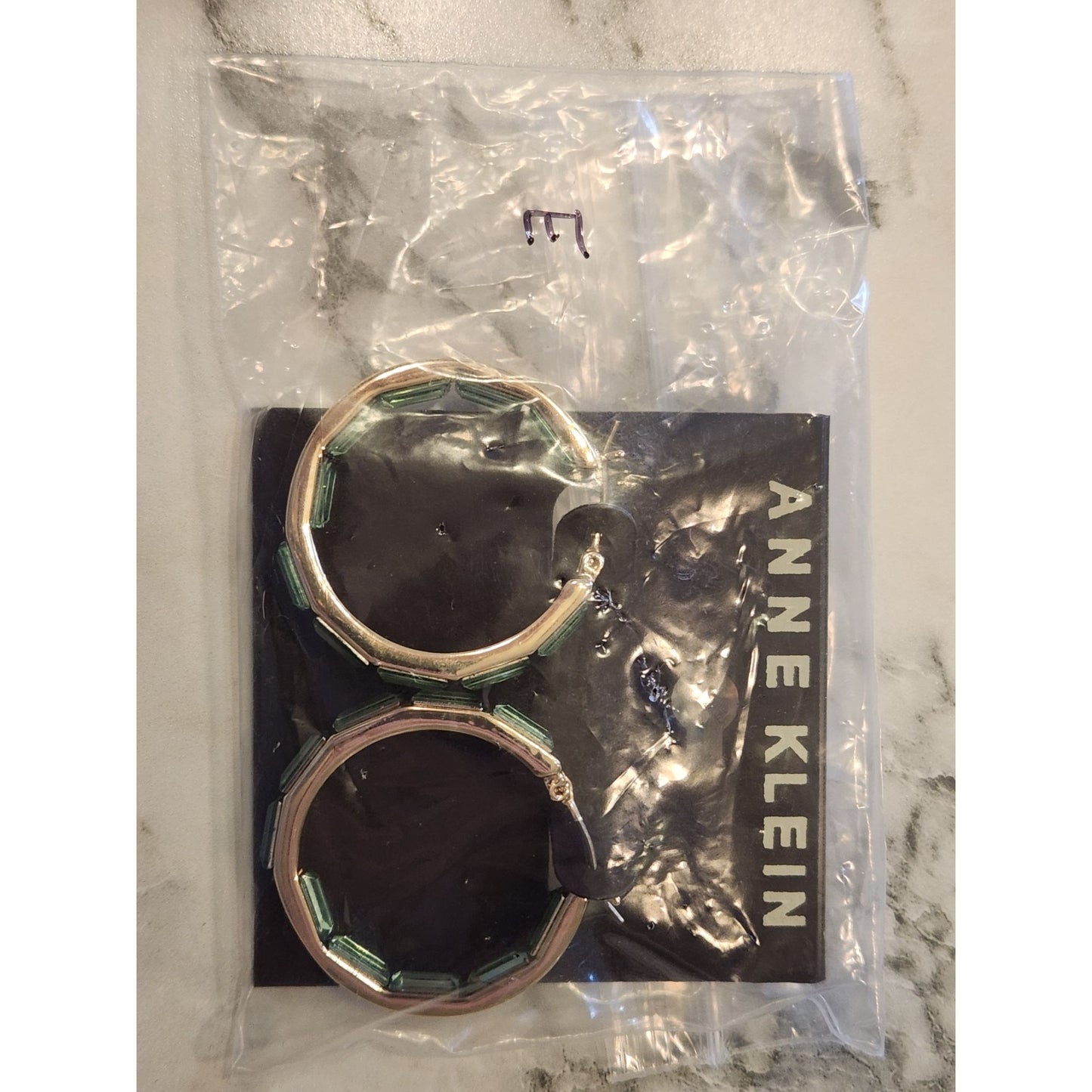 Anne Klein Gold-Tone Hoop Earrings With Green Accents