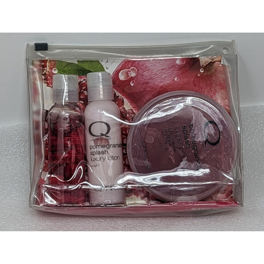 Q Home Spa Pomegranate Splash Gift Set Sugar Scrub Shower Gel Luxury Lotion