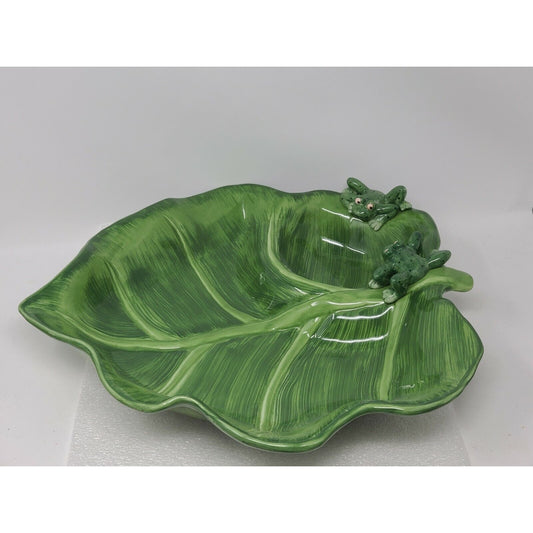 Vintage Lotus Frog Serving Platter Tray Green Frogs