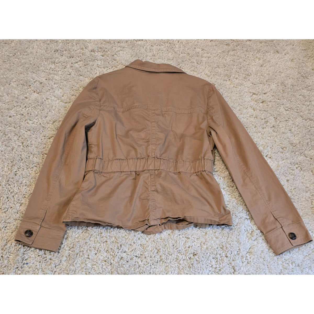 Charter Club Women's L Tan Safari Utility Jacket 4 Pocket Cotton Stretch