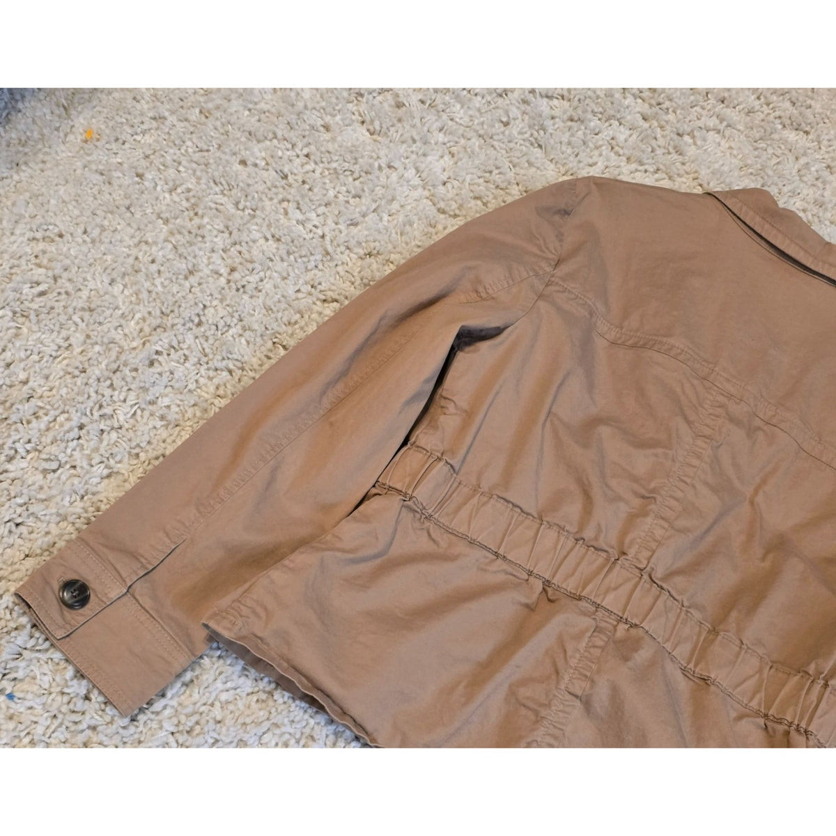 Charter Club Women's L Tan Safari Utility Jacket 4 Pocket Cotton Stretch