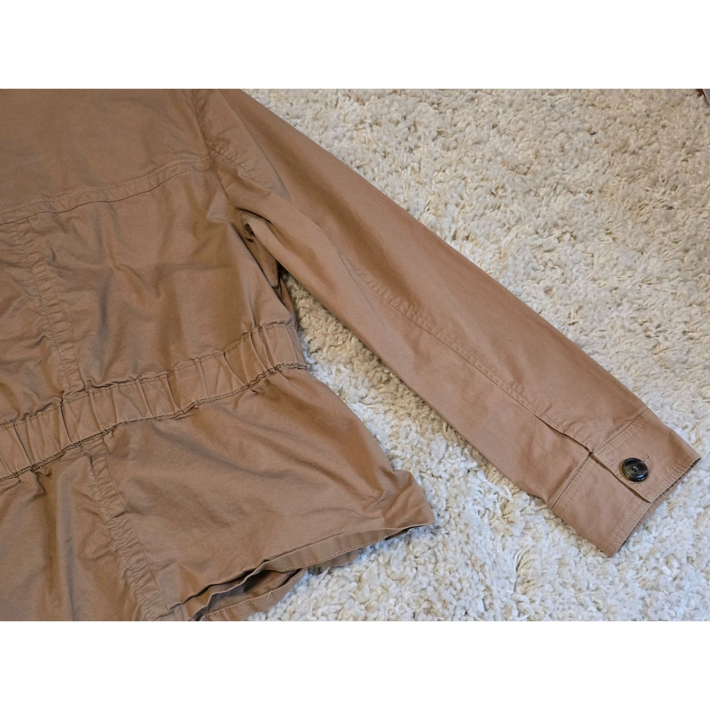 Charter Club Women's L Tan Safari Utility Jacket 4 Pocket Cotton Stretch