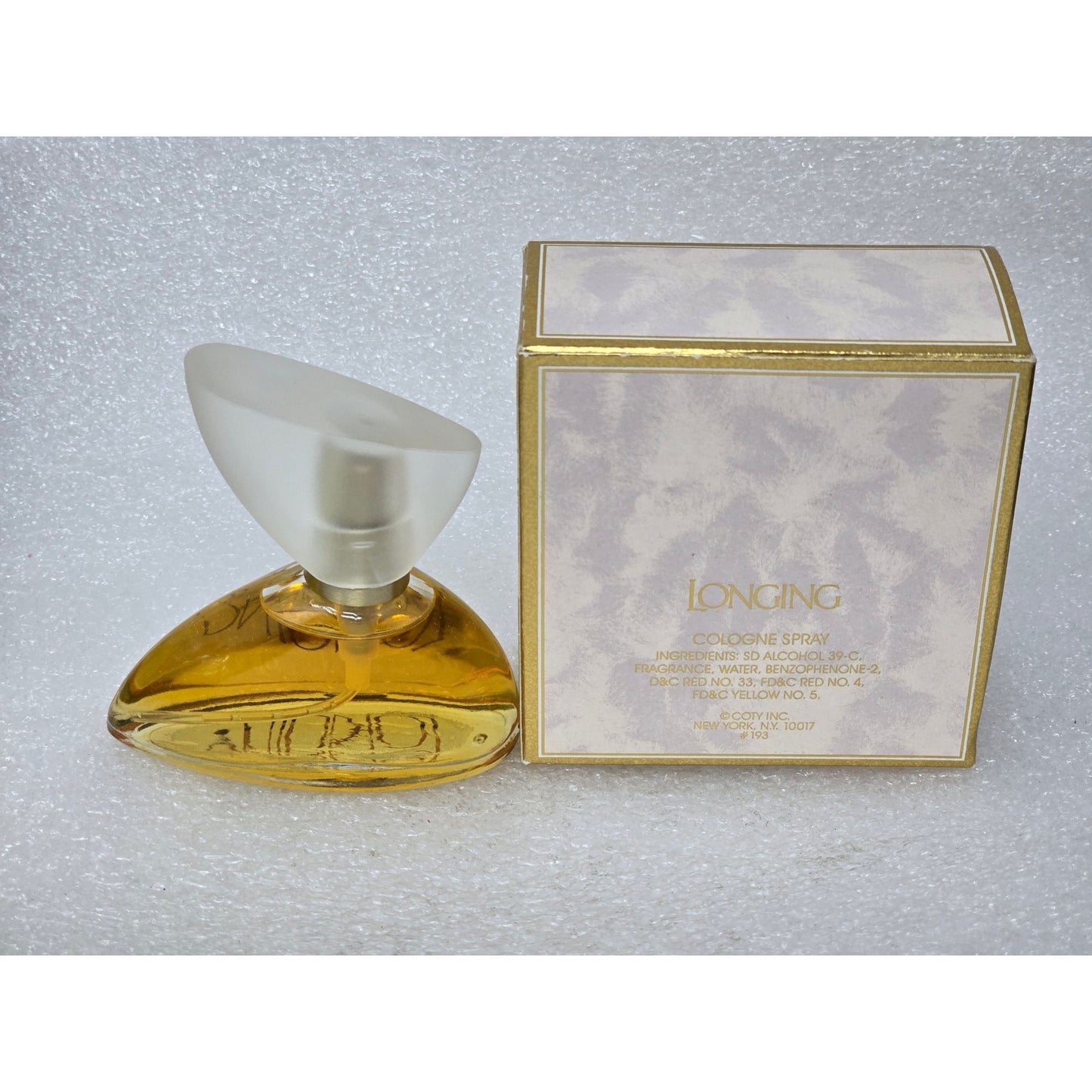 Vintage Coty Longing Cologne Spray 1 oz Elegant Bottle Design In Box 80's