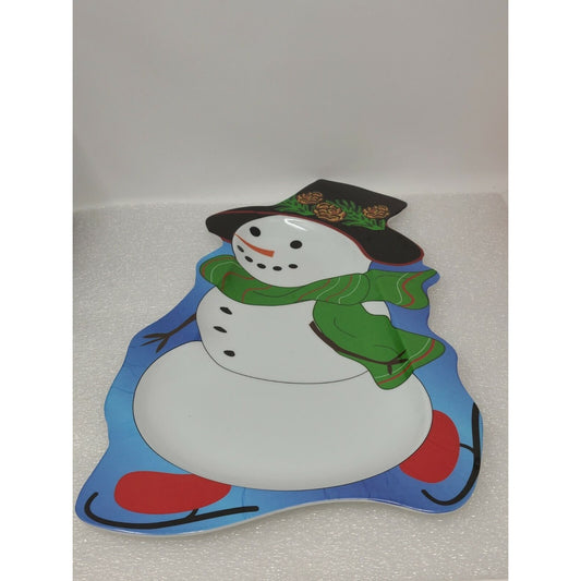 Kingsbridge Snowman Tidbit Dish Tray Platter Holiday Christmas