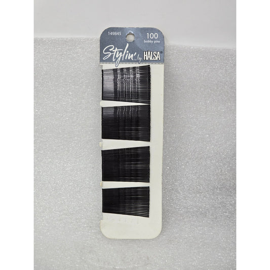 Stylin By Hälsa 100 Black Bobby Pins For Hair Styling & Secure Hold
