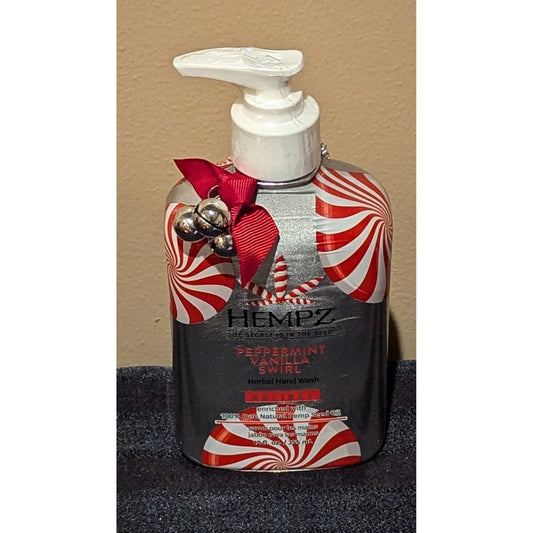 Hempz Peppermint Vanilla Swirl Herbal Hand Wash With Pump 12 oz Holiday