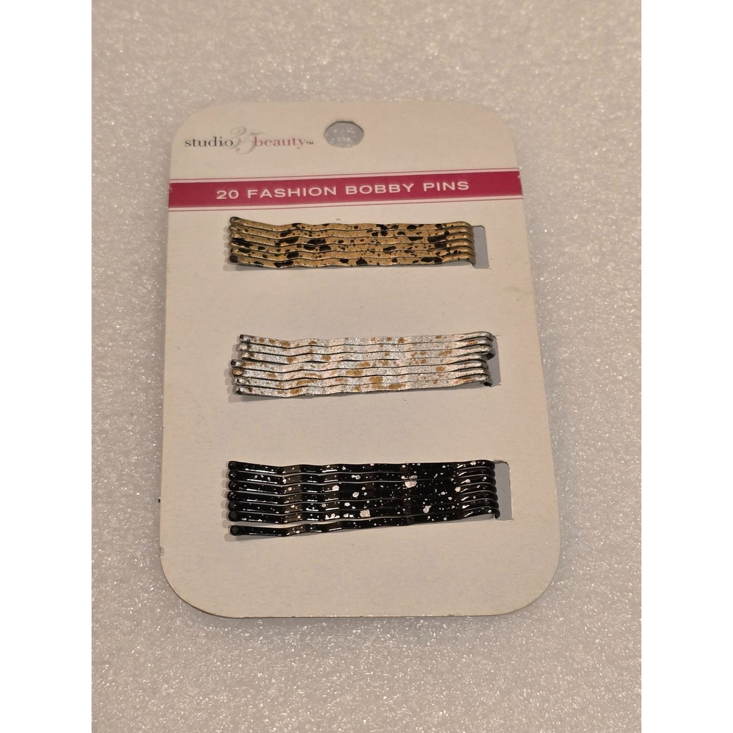 Fashion Bobby Pins Gold Silver & Black Metallic Finish Studio 35 Beauty 20 Pack