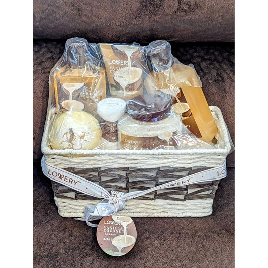 Lovery Bath & Body Spa Gift Basket Set Vanilla Coconut