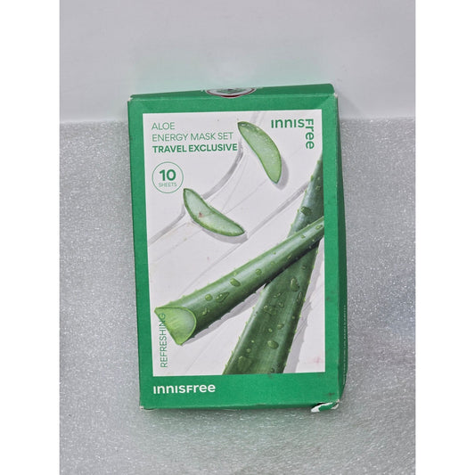 Innisfree Aloe Energy Mask Set 10 Sheets Essence Type Hydrating & Refreshing