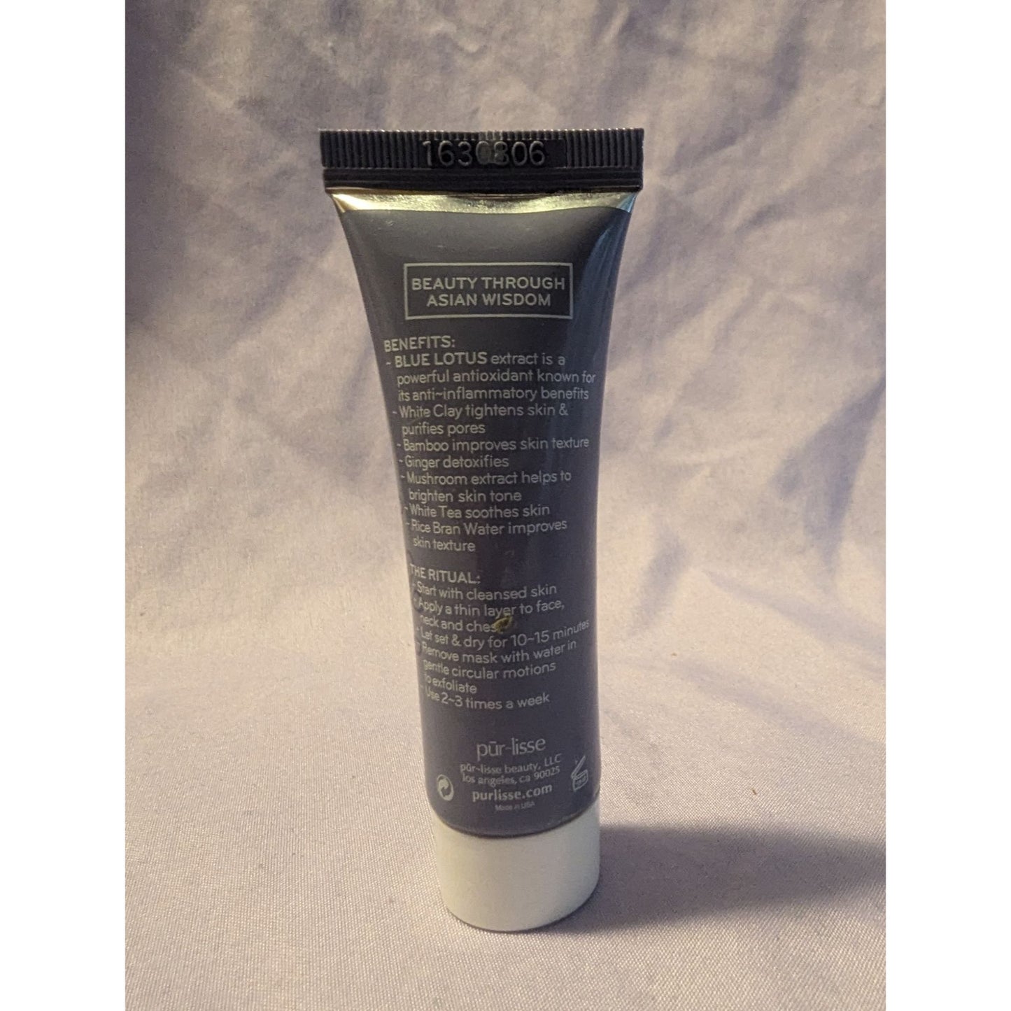 Purlisse Blue Lotus Seed Mud Mask 15ml Exfoliate Detoxify & Brighten Travel