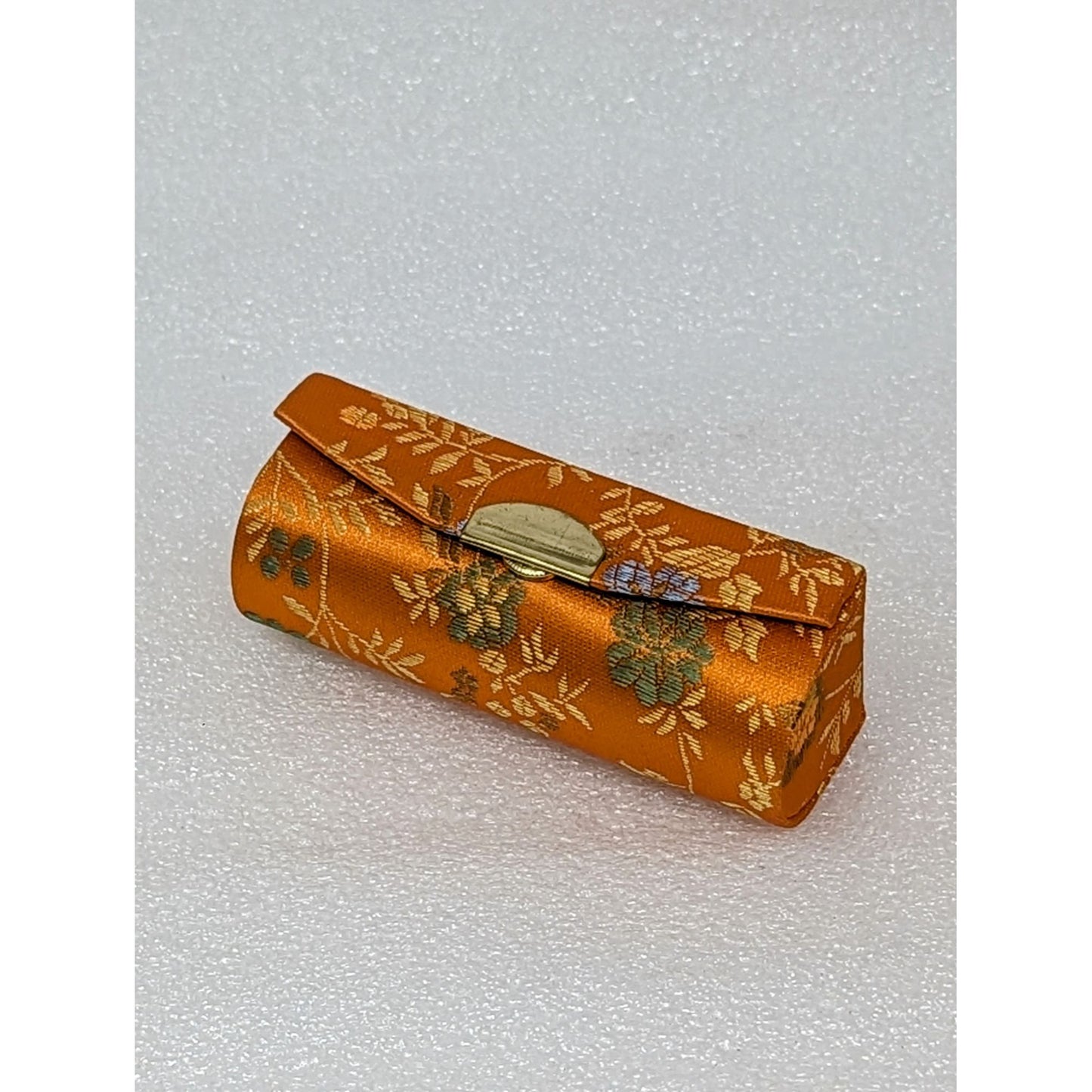 Orange Floral Lipstick Case with Mirror