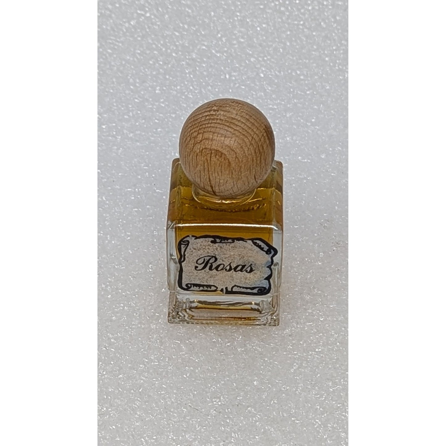 Vintage Rosas Mini Perfume Bottle With Wooden Cap Glass Design Collectible Fragrance