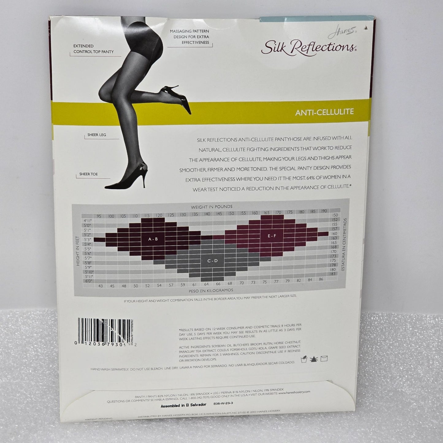 Hanes Silk Reflections Anti-Cellulite Control Top Sandalfoot Pantyhose CD