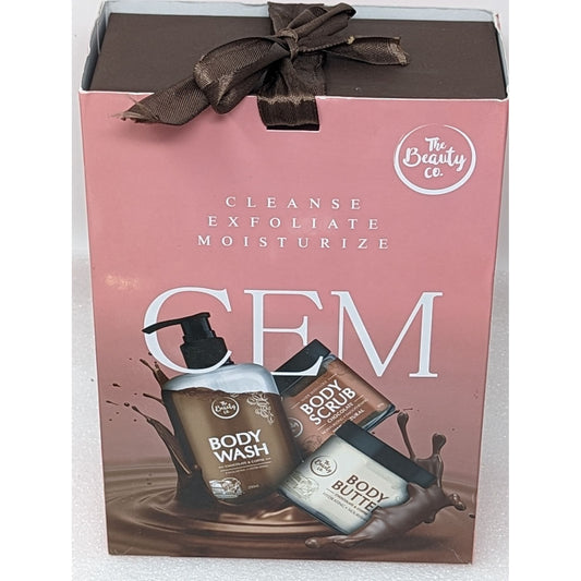 The Beauty Co CEM Gift Set Body Wash Scrub & Butter Cleanse Exfoliate Moisturize