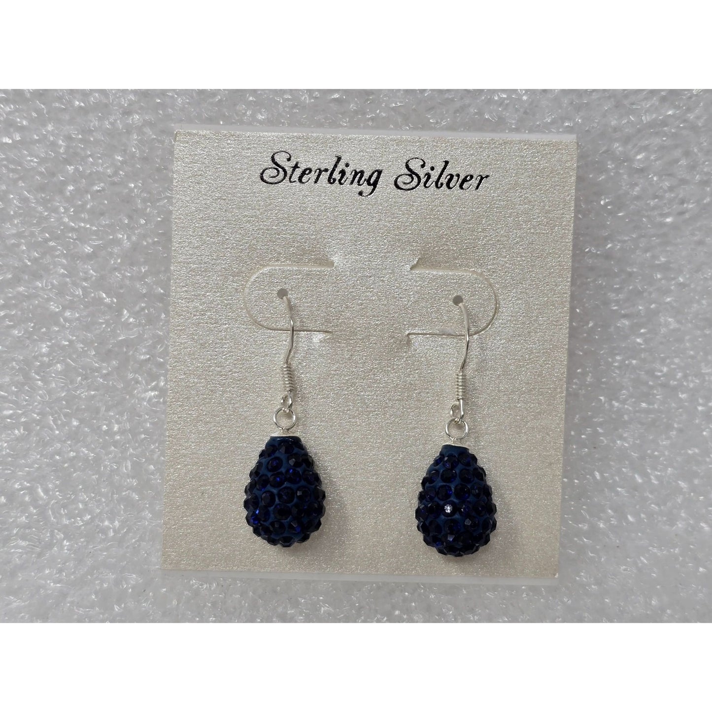Sterling Silver Blue Drop Earrings With Sparkling Gem Accents