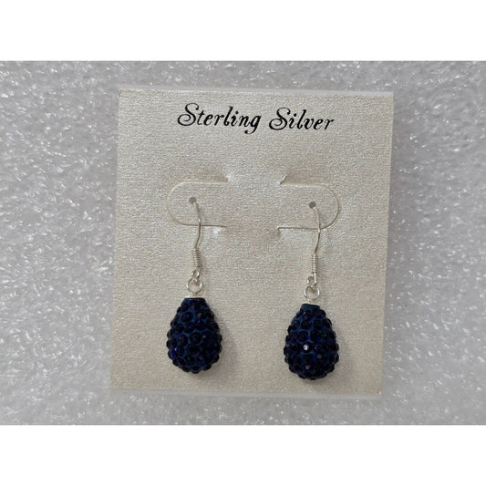 Sterling Silver Blue Drop Earrings With Sparkling Gem Accents