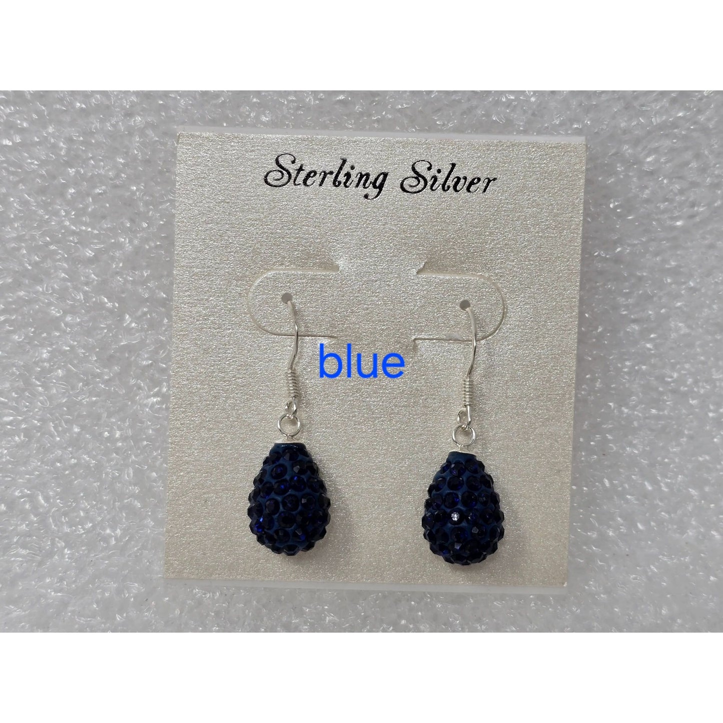 Sterling Silver Blue Drop Earrings With Sparkling Gem Accents