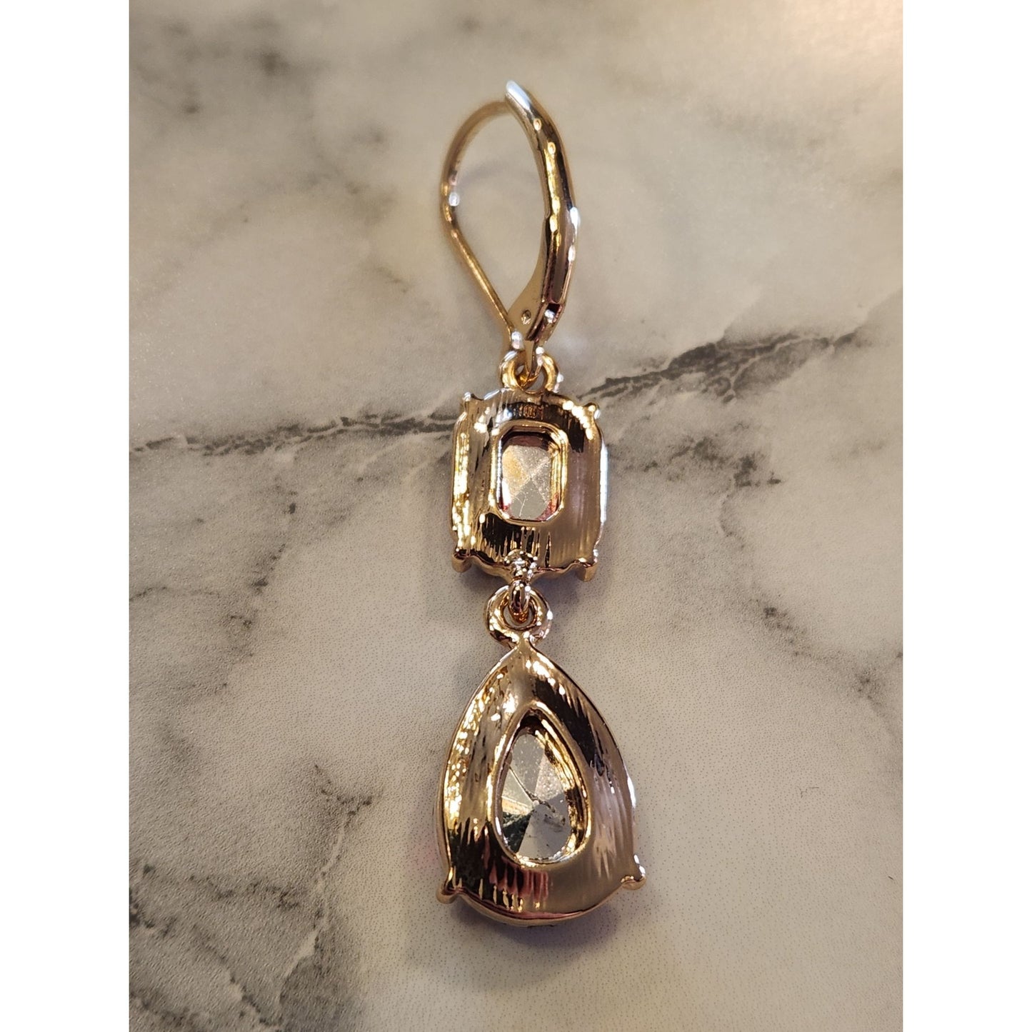 Gold-Tone Crown & Ivy Red Gem Drop Earrings For Women