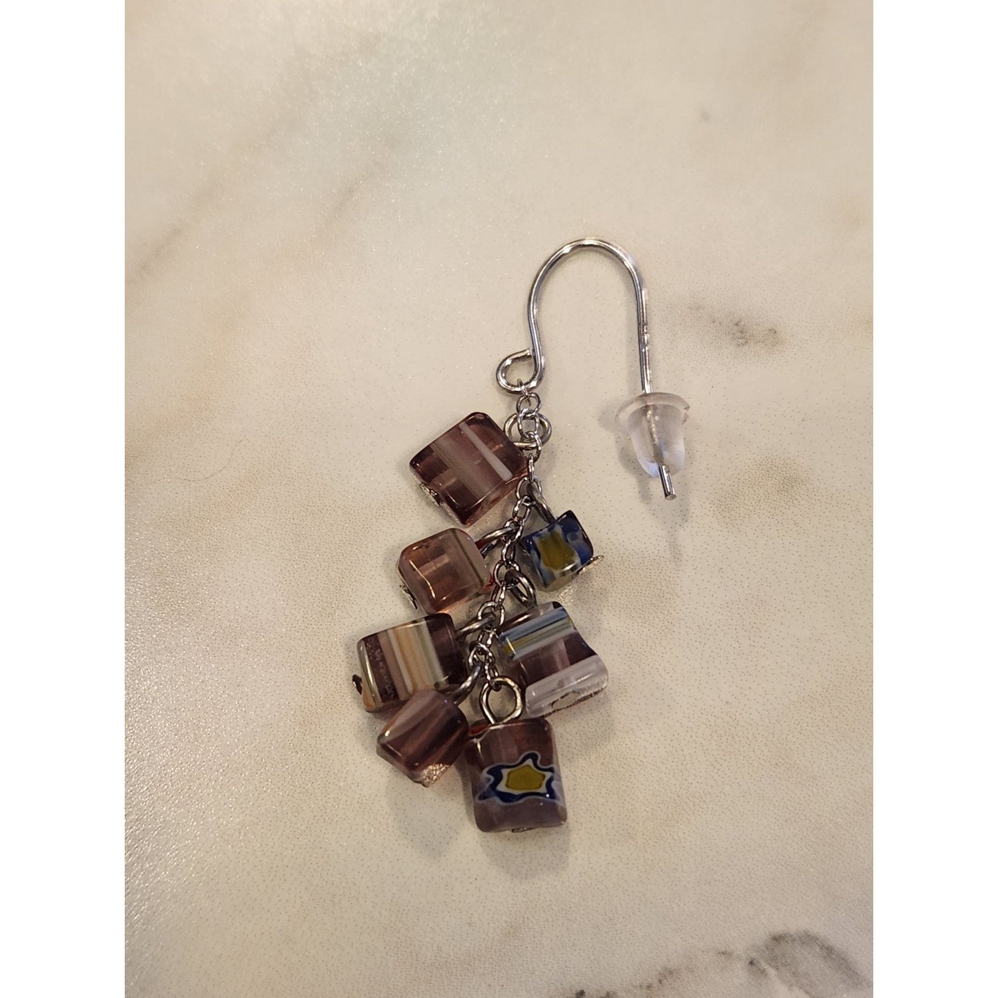 Sterling Silver Dangle Earrings Multicolor Glass Beads Elegant Jewelry
