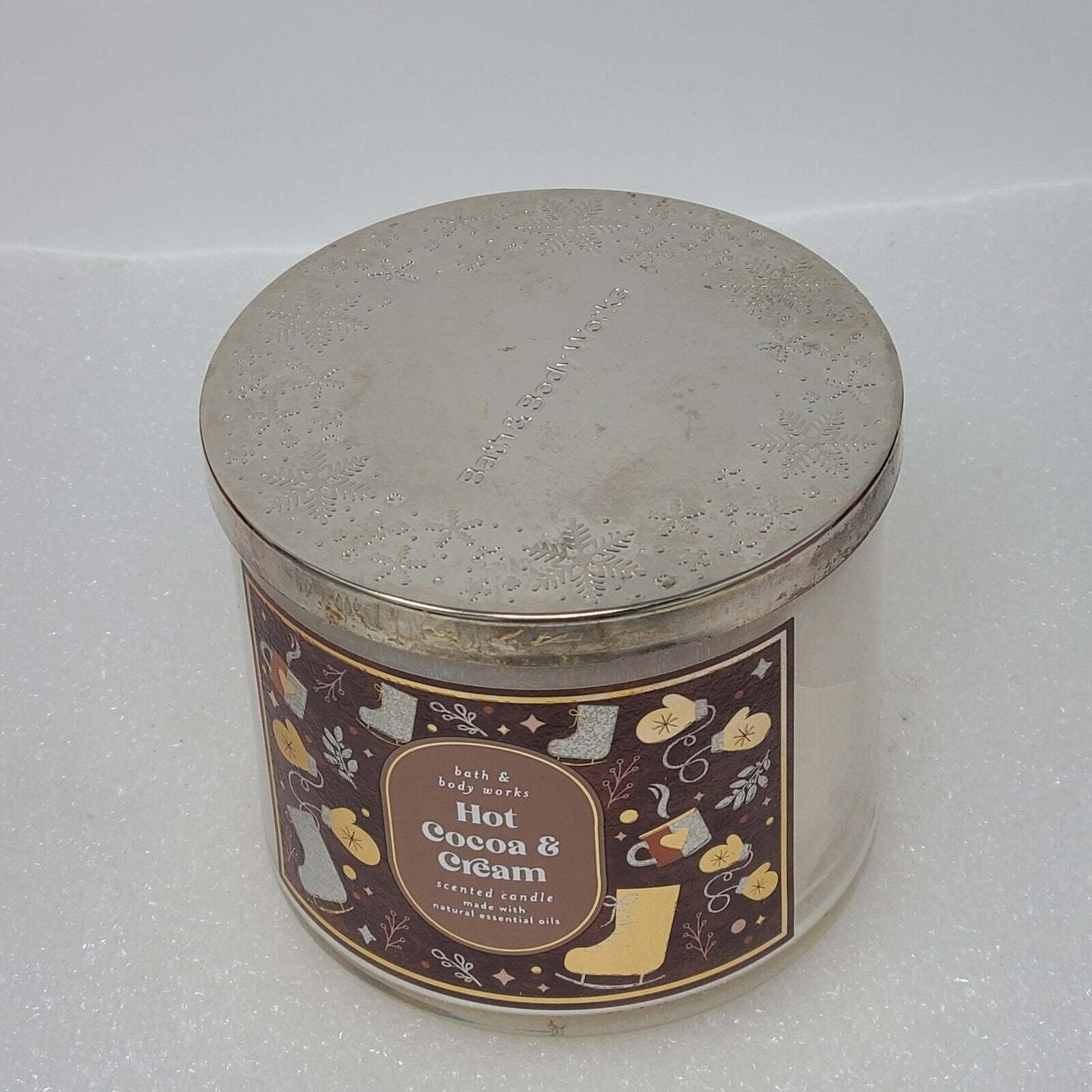 Bath & Body Works Hot Cocoa & Cream 3-Wick 14.5 oz Candle Large Glass Jar