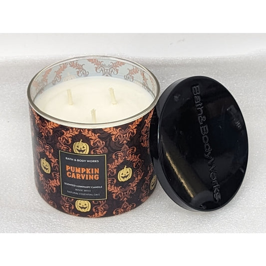 Bath & Body Works Pumpkin Carving 3 Wick Scented Luminary Candle 14.5 oz