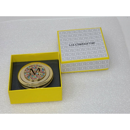 Liz Claiborne Jeweled Design Compact Mirror Initial M