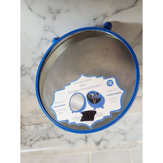 Vanity Mirror With Storage Compartment Blue High-Definition Portable & Durable Design By Gina Concepts