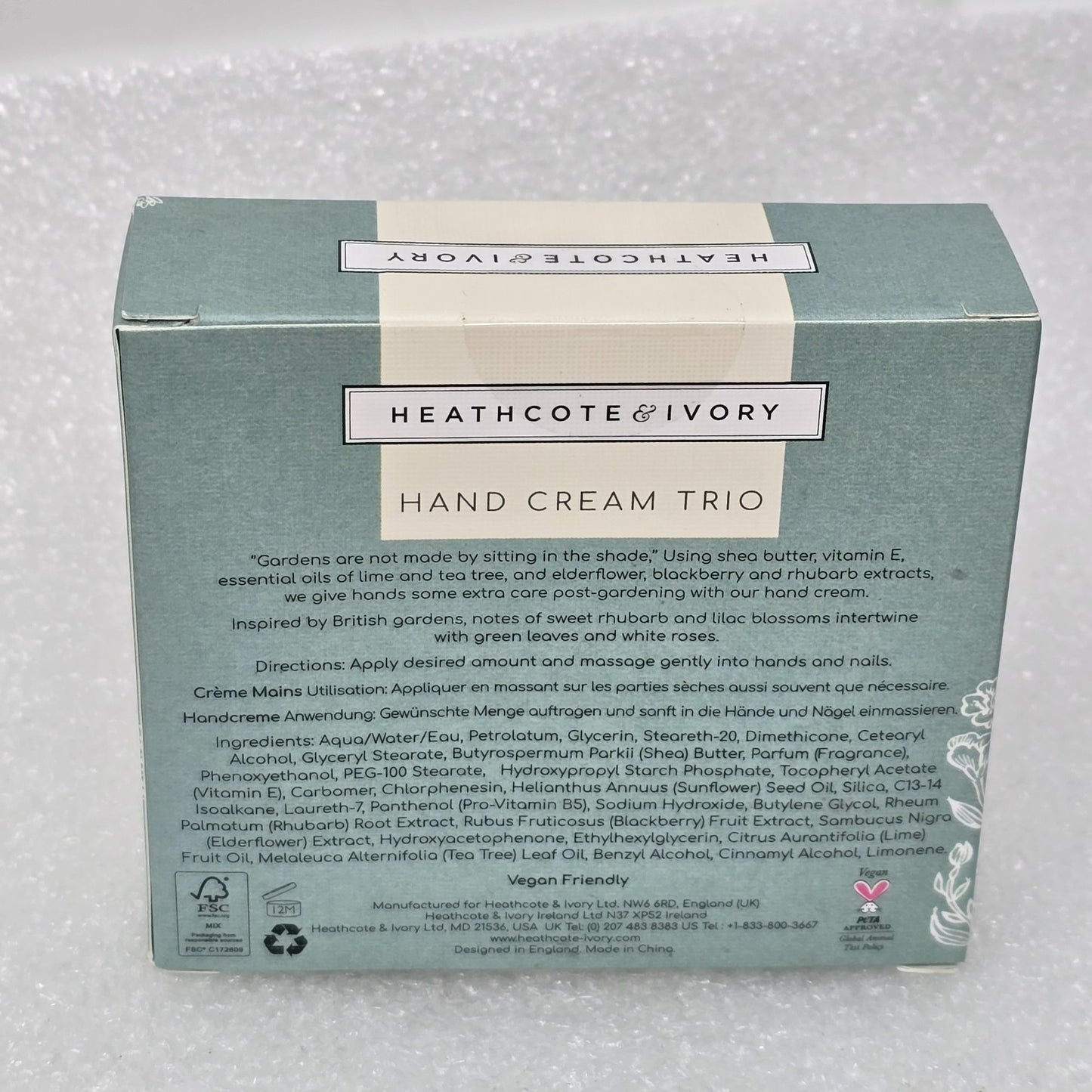 Heathcote & Ivory In The Garden Hand Cream Trio 3 x 1 oz Shea Butter Vitamin E