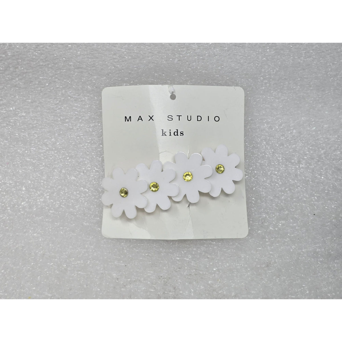 Max Studio Kids Daisy Flower Hair Clip Barrette With Gem Details White & Gold