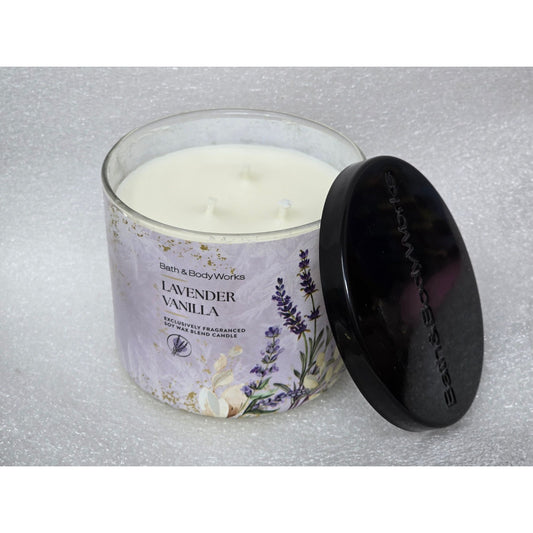Bath & Body Works Lavender Vanilla 3-Wick Scented Candle 14.5 Oz Soy Wax Blend