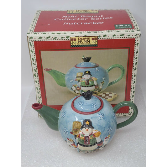 Sakura Debbie Mumm Mini Teapot Collection Series Nutcracker Christmas Snowman