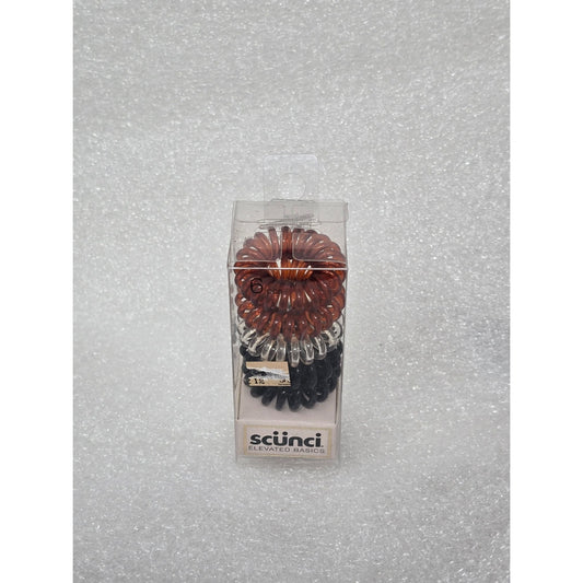 Scünci Elevated Basics Spiral Hair Coils 5-Pack In Brown Clear & Black