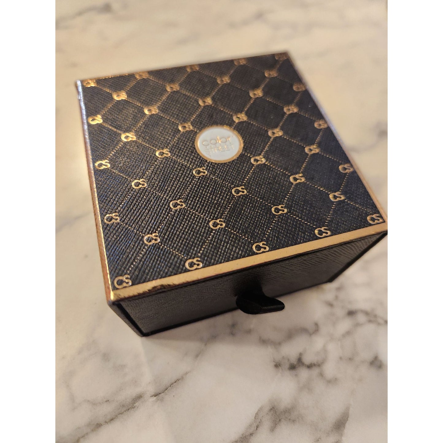 Color Street Gold Tone Rhinestone Encrusted CS Monogram Bracelet In Gift Box