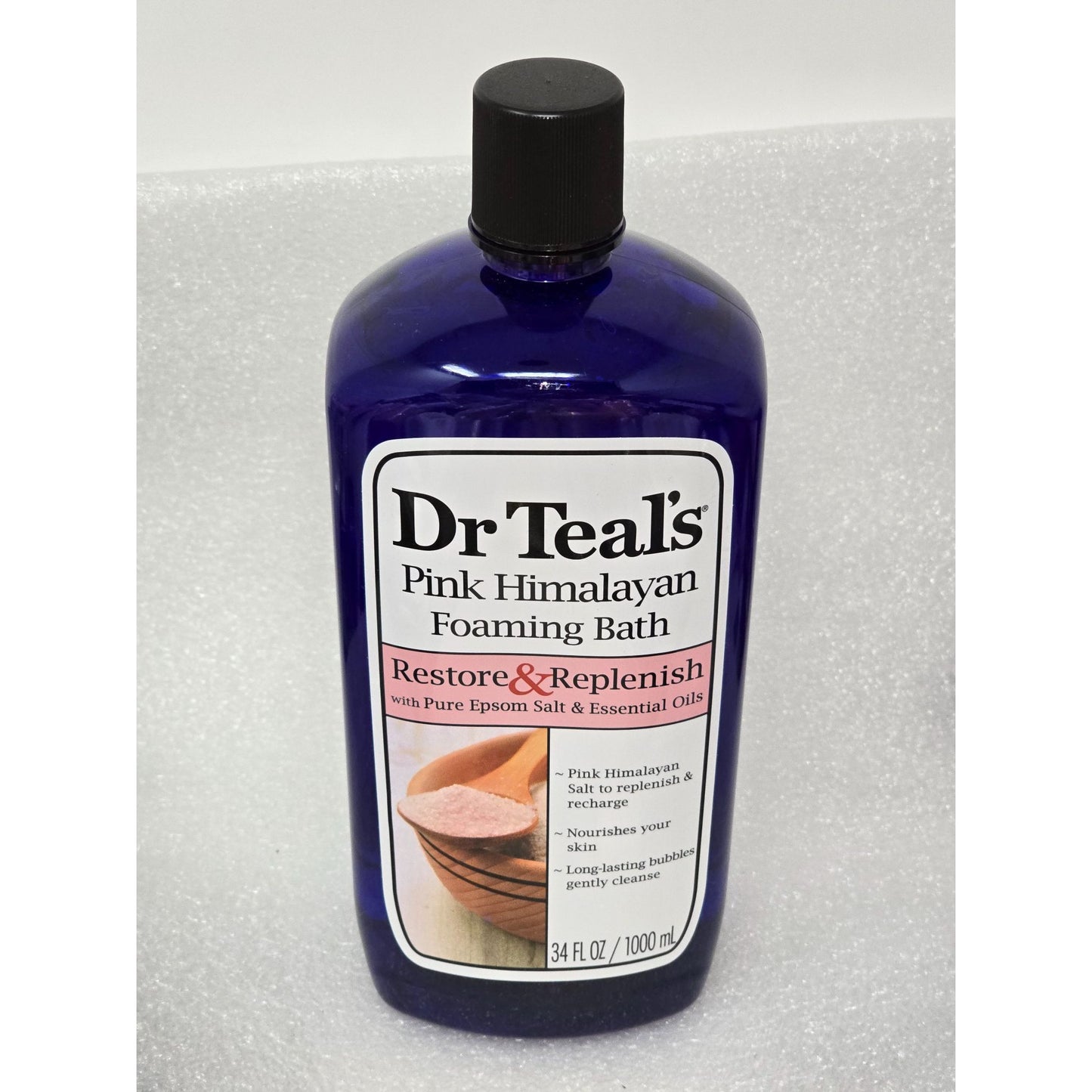 Dr Teal's Pink Himalayan Foaming Bath Restore & Replenish Pure Epsom Salt 34 Oz