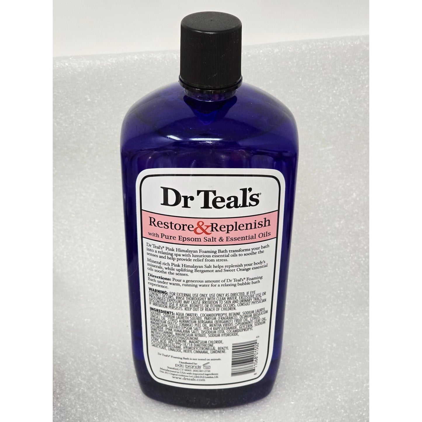 Dr Teal's Pink Himalayan Foaming Bath Restore & Replenish Pure Epsom Salt 34 Oz
