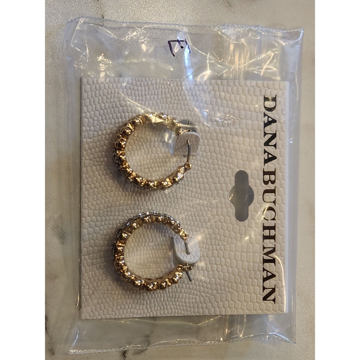 Dana Buchman Gold-Tone Crystal-Embellished Hoop Earrings
