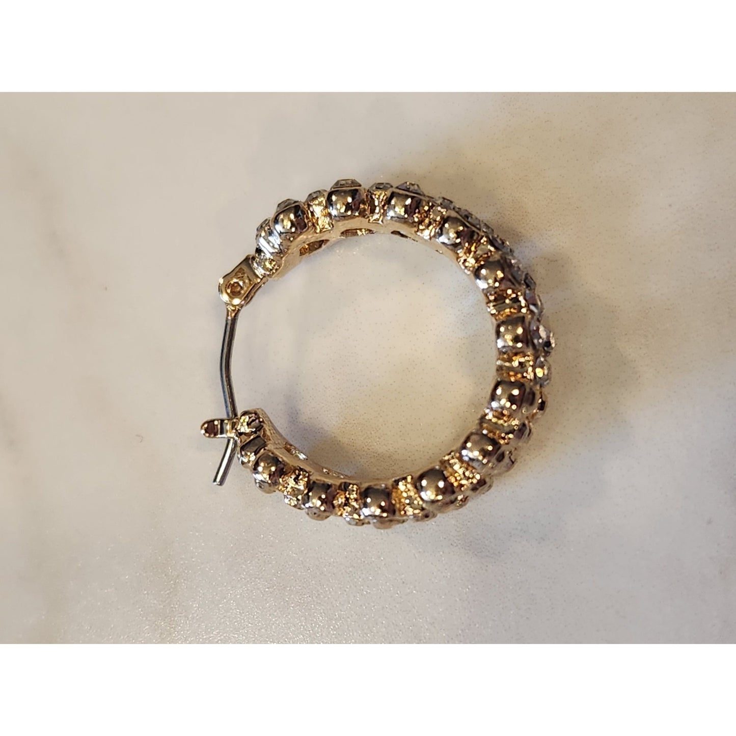 Dana Buchman Gold-Tone Crystal-Embellished Hoop Earrings