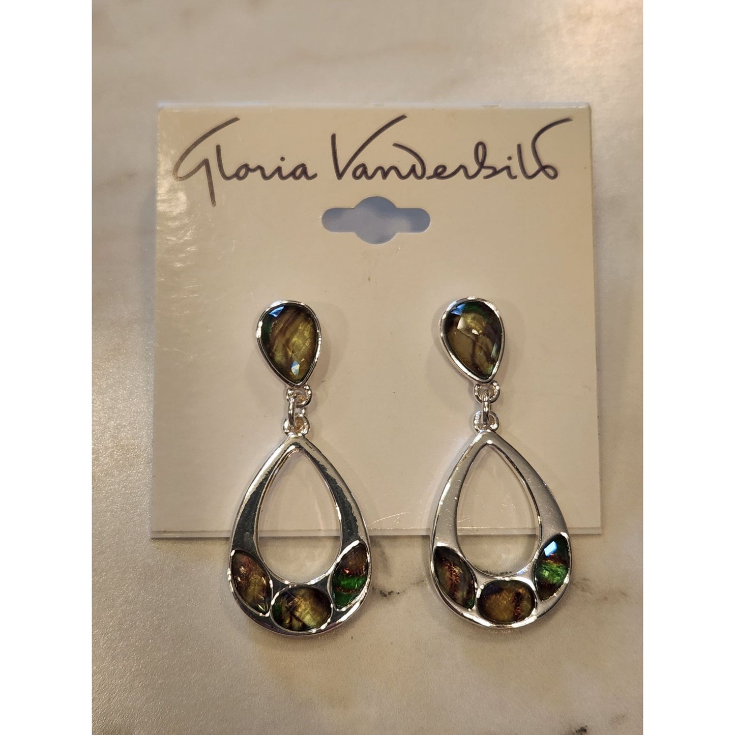 Gloria Vanderbilt Rhinestone Teardrop Earrings Silver-Tone Lightweight & Elegant