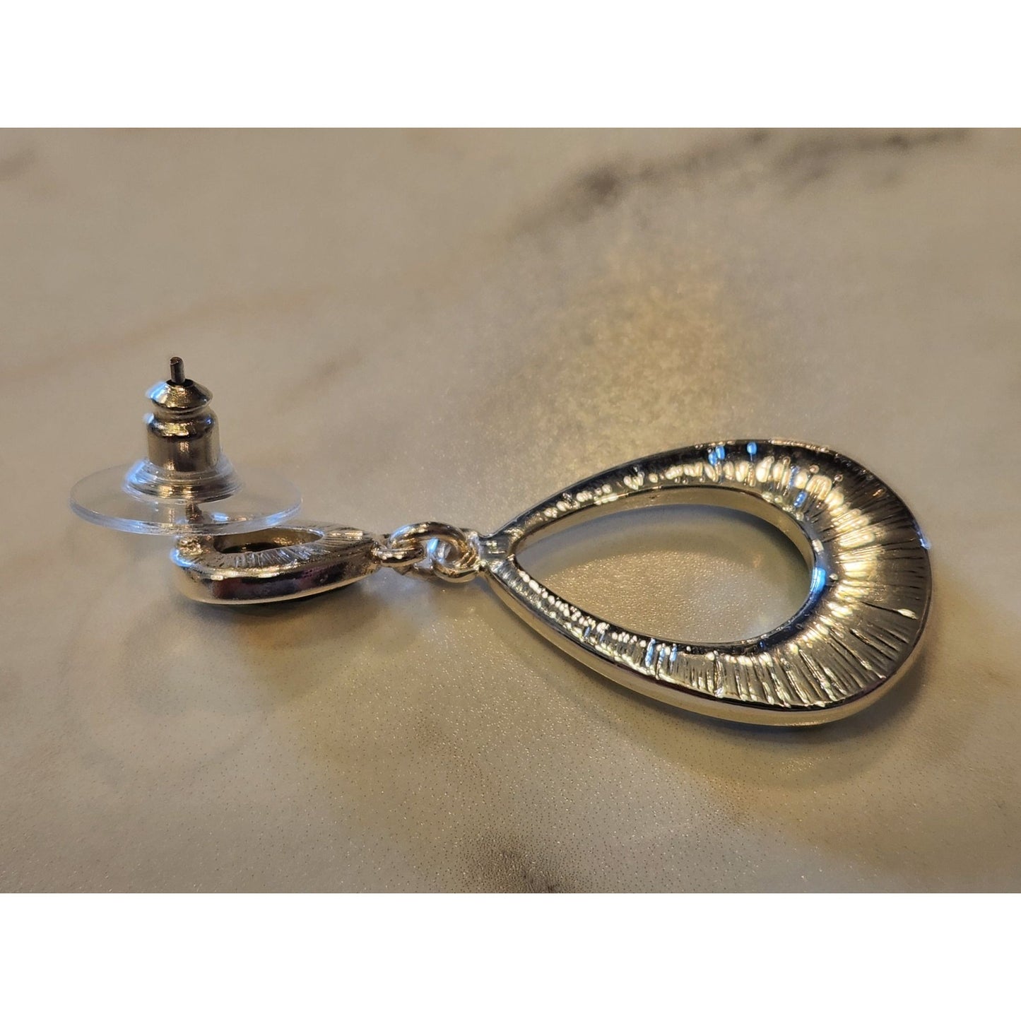 Gloria Vanderbilt Rhinestone Teardrop Earrings Silver-Tone Lightweight & Elegant