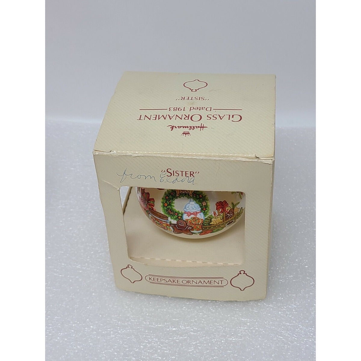 Vintage Hallmark Keepsake Christmas Glass Ornament Ball Sister 1983