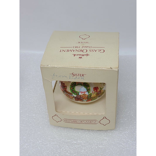 Vintage Hallmark Keepsake Christmas Glass Ornament Ball Sister 1983