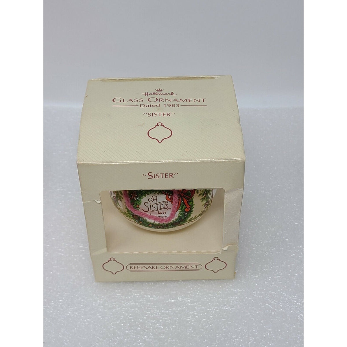 Vintage Hallmark Keepsake Christmas Glass Ornament Ball Sister 1983