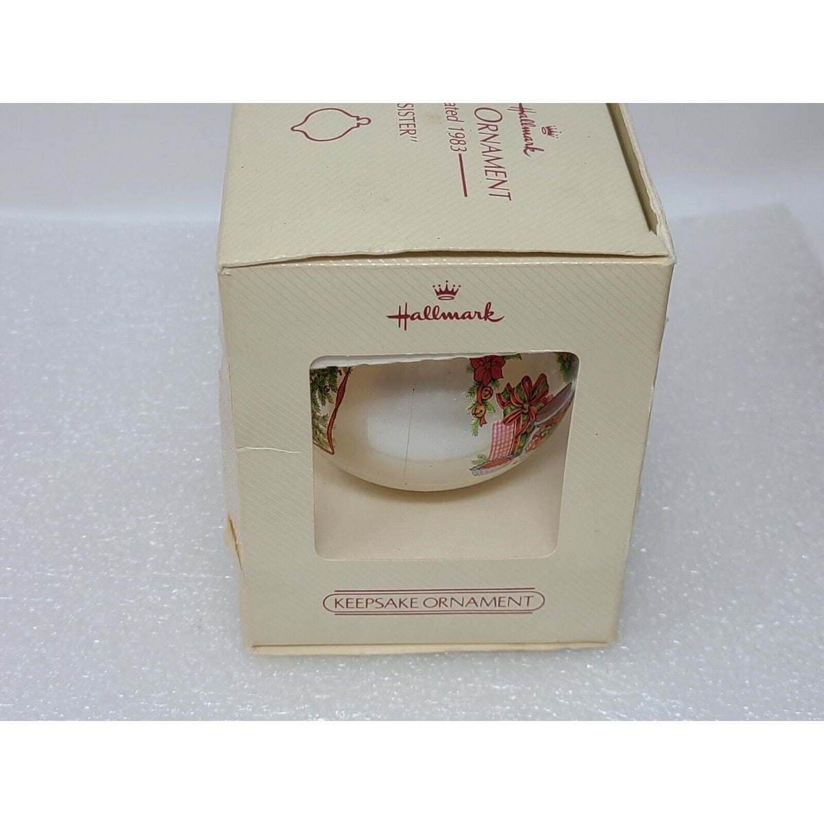 Vintage Hallmark Keepsake Christmas Glass Ornament Ball Sister 1983