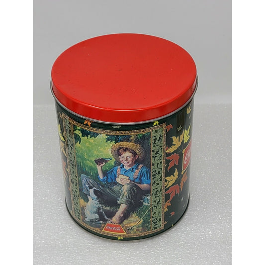 Vintage 1998 Coca Cola Boy & Dog Jigsaw Puzzle in Round Metal Tin 200 pc Coke