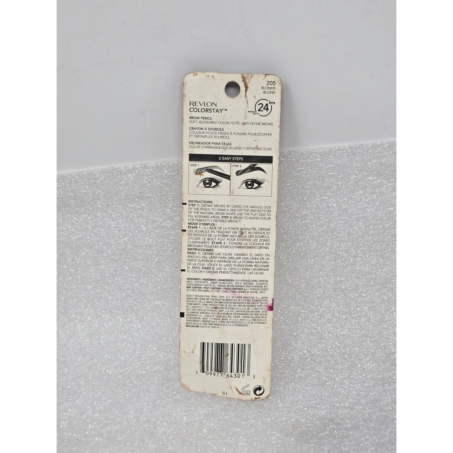 Revlon Colorstay Brow Pencil Blonde 205 Waterproof Angled Tip W/ Blending Brush