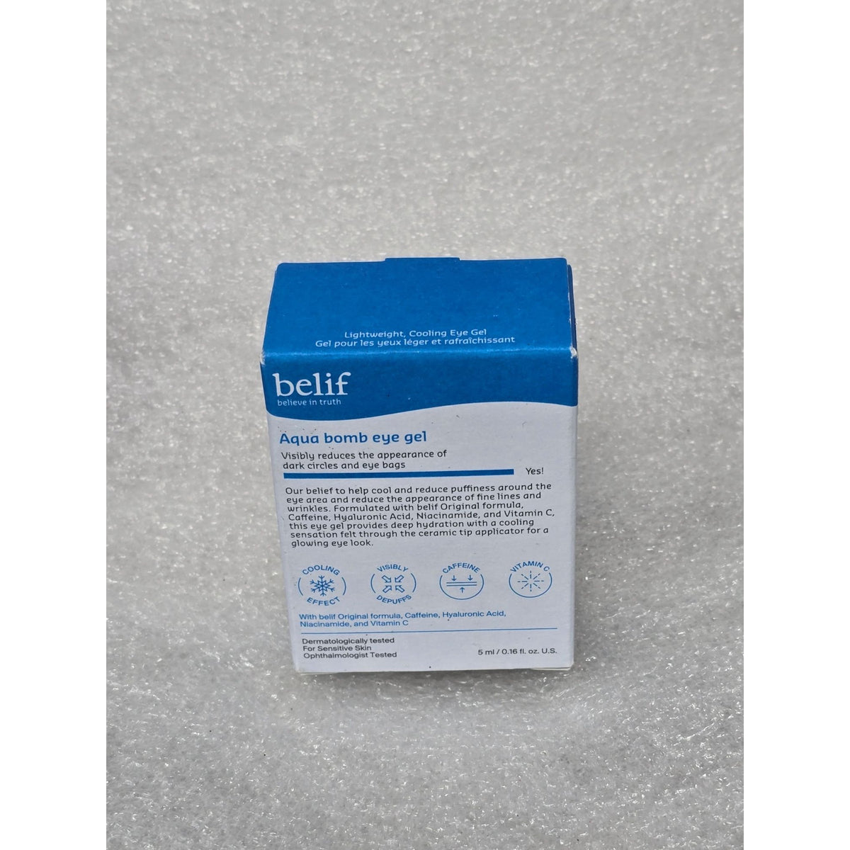 Belif Aqua Bomb Eye Gel Cooling Effect Reduces Dark Circles Travel Size .16 oz