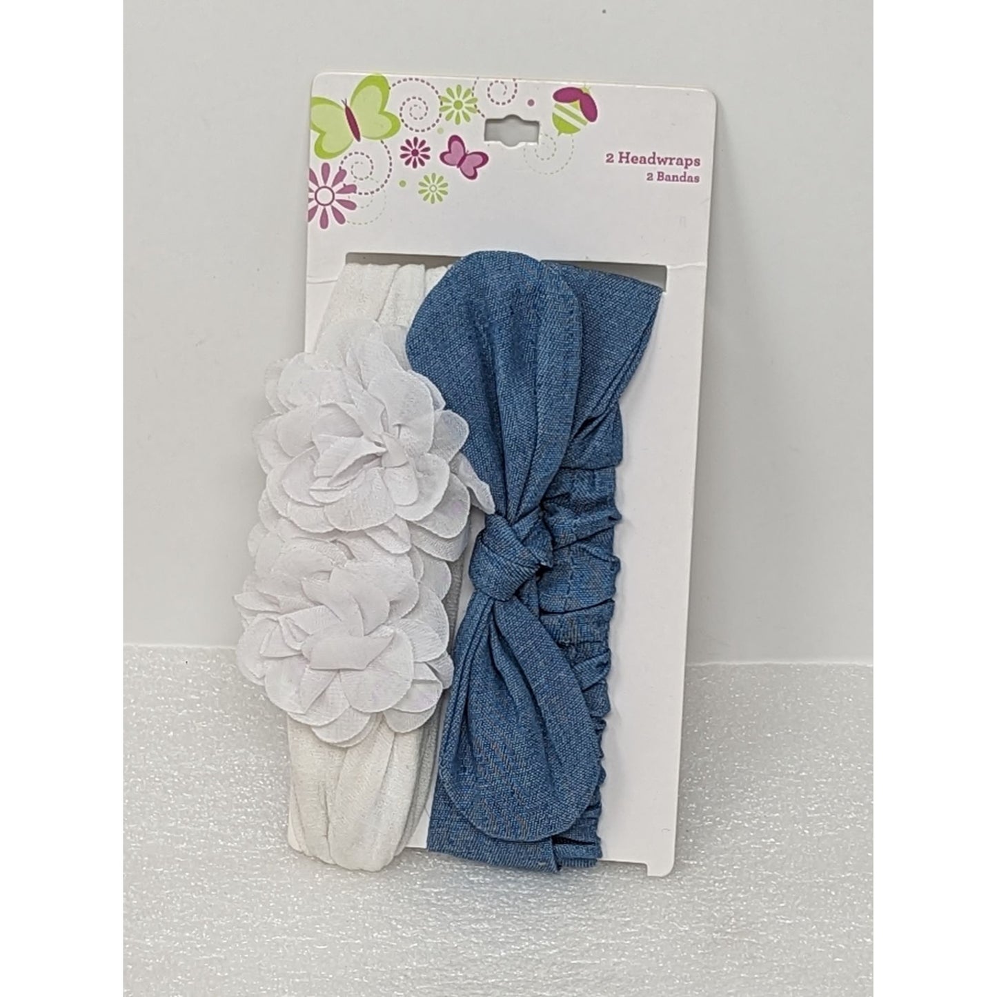 Pack of 2 Headwraps Headbands Blue & White